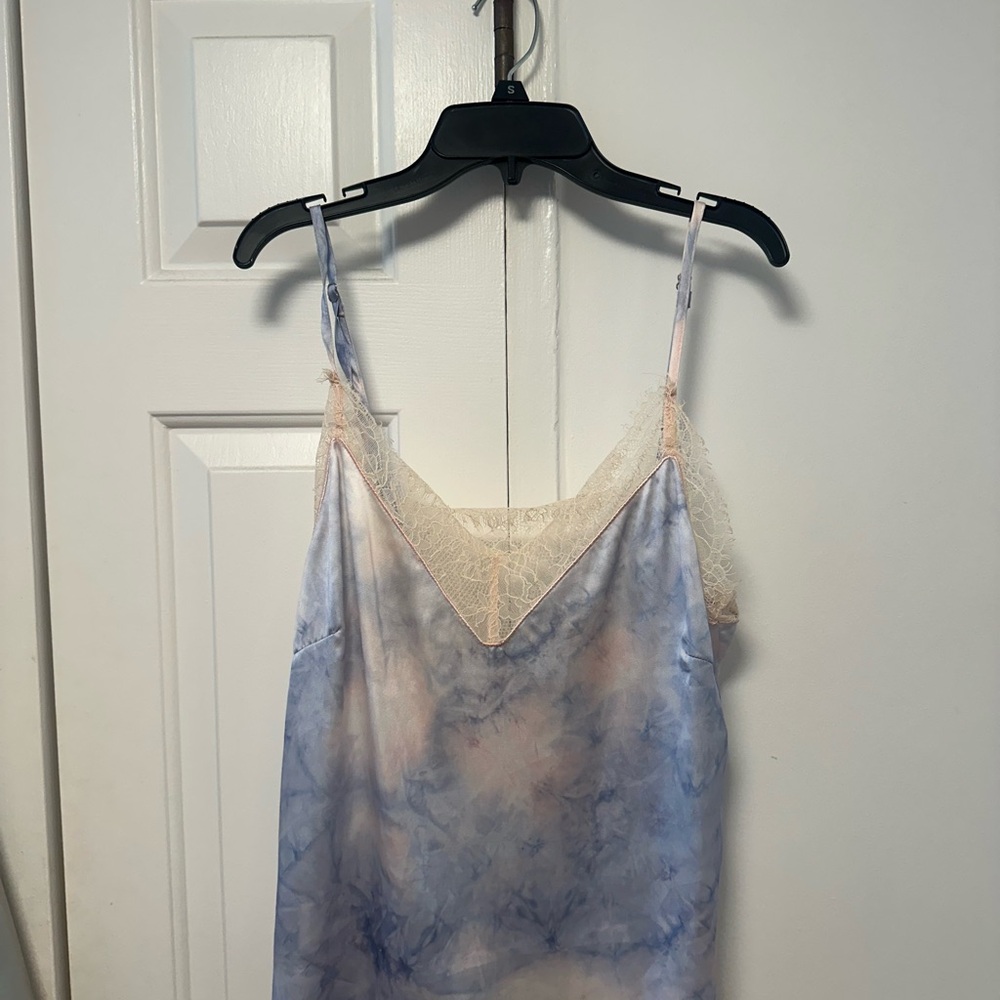 Blue and Pink Tie-Dye Lace Trim Cami
